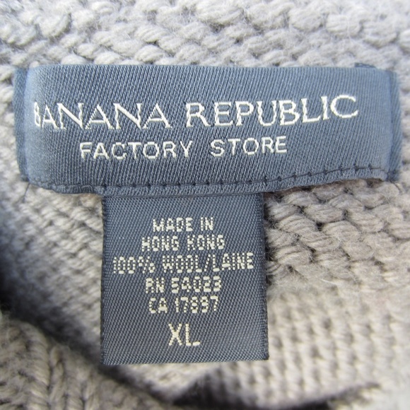 Banana Republic Sweater Mens XL Beige Shawl Collar 100% Wool Knit Heavy Grandpa - Picture 4 of 11